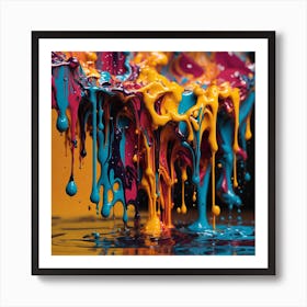 Colorful Paint Drips 2 Art Print
