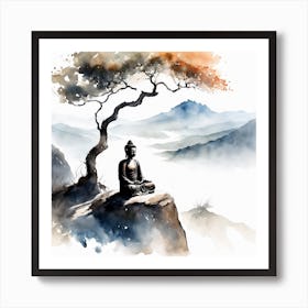 Buddha Painting Landscape (9) Art Print