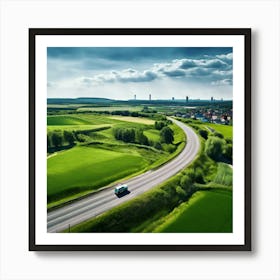 Nature Transportation City Summer Highway Expressway Grass Hill Traffic Country Up High G (6) Art Print