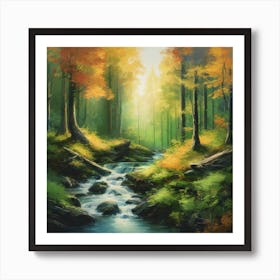 Stream In The Forest 1 Art Print