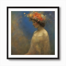 'The Girl With Flowers' Art Print