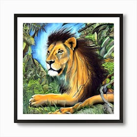 Lion In The Jungle Art Print