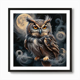 Owl In The Moonlight Art Print