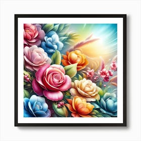 Colorful Roses Art Print