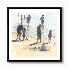 Families At The Beach Art Print