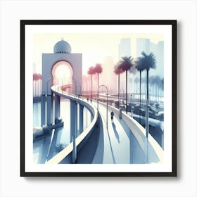 Cityscape With Palm Trees Art Print