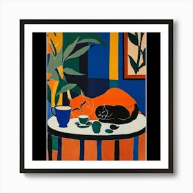 Cat And Cup Of Tea Art Print