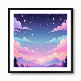 Sky With Twinkling Stars In Pastel Colors Square Composition 86 Art Print