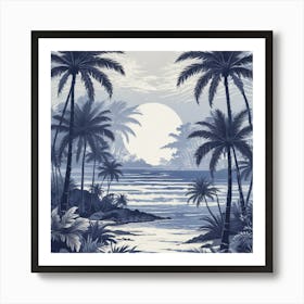 Palm Trees At Night Poster