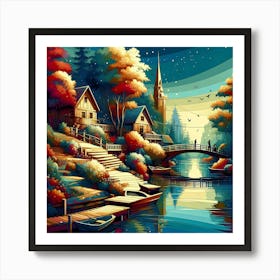 Sunset By The River 16 Art Print