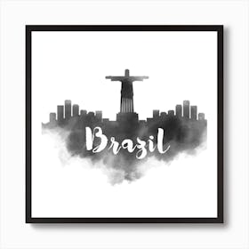 Watercolor Brazil Skyline Art Print