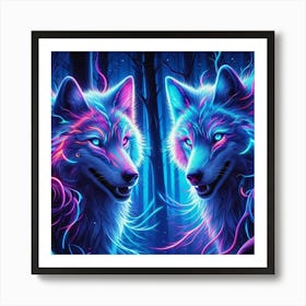 Cosmic Electric Wolves Art Print