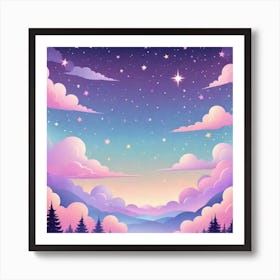 Sky With Twinkling Stars In Pastel Colors Square Composition 78 Art Print