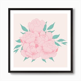 Peony Composition Square Art Print