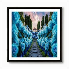 Blue Roses Garden Art Print