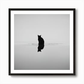 Cat In Water Art Print