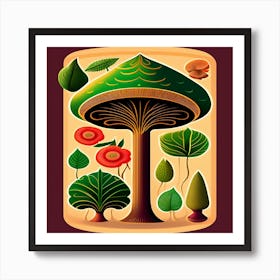 Mushroom Tree Art Print