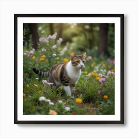 Cat In The Meadow Art Print