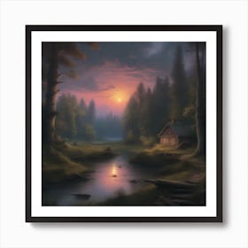 Sunset In The Woods Art Print