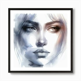 Watercolor Of A Woman'S Face 17 Art Print