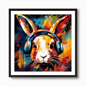 Rabbit With Headphones 3 Art Print