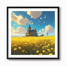 Field Of Yellow Flowers 51 Art Print