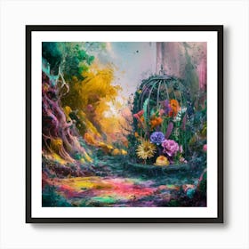 A stunning oil painting of a vibrant and abstract watercolor 5 Art Print