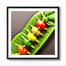 Colorful Fruits On A Leaf Art Print