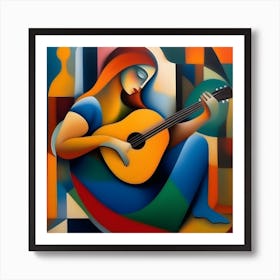 Abstract Woman Playing A Guitar 1 Art Print
