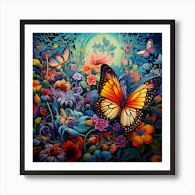 Butterfly In The Garden 1 Art Print