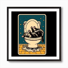 Cat In The Toilet 8 Art Print