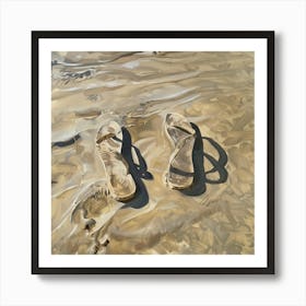 Flip Flops On The Beach Art Print