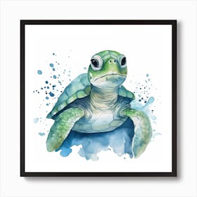 Baby Sea Turtle Watercolour 4 Art Print