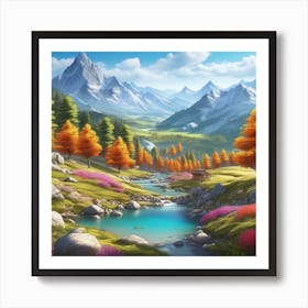 Peaceful Landscape In Mountains Ultra Hd Realistic Vivid Colors Highly Detailed Uhd Drawing Pe (5) Art Print