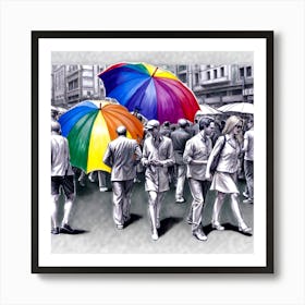 Rainbow Umbrellas Art Print