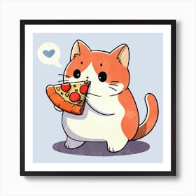 Pizza loving cat Art Print