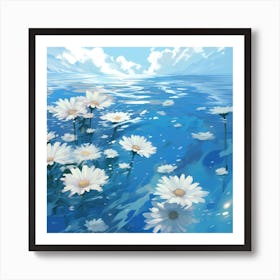 Daisies In The Water 2 Art Print