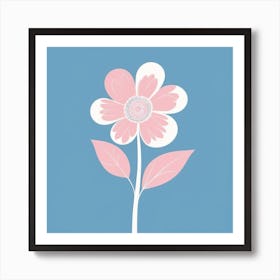 A White And Pink Flower In Minimalist Style Square Composition 70 Art Print