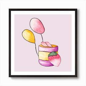 Strawberry Cupcake And Balloons Square Poster