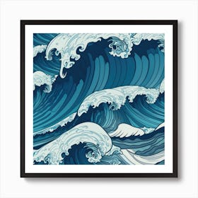 Waves Ocean Sea Pattern Water Tsunami Rough Seas Art Print