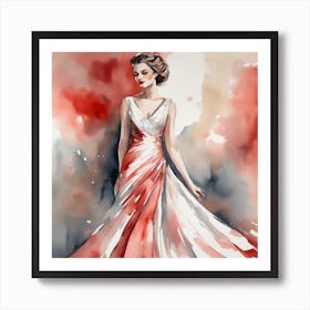 Watercolor Of A Woman In A Dress 3 Art Print