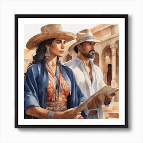 Man And Woman In A Hat Art Print