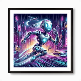 Robot Running In The City 3 Art Print