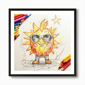 Sun With Sunglasses Art Print