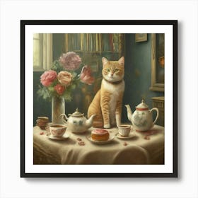 Cat Tea Party Poster