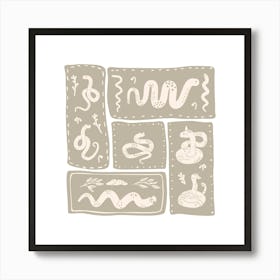 Snakes beige Art Print