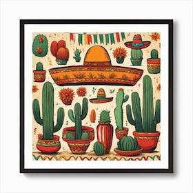 Mexican Cactus Set 1 Art Print