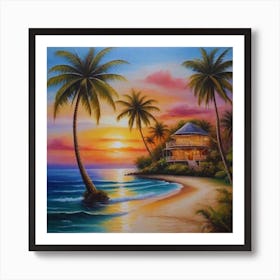 Sunset At The Beach 2 Art Print