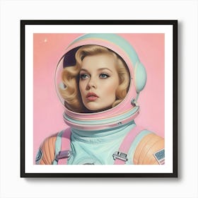 Pastel Female Astronaut Art Print