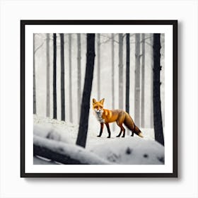 Fox In The Snow 1 Art Print